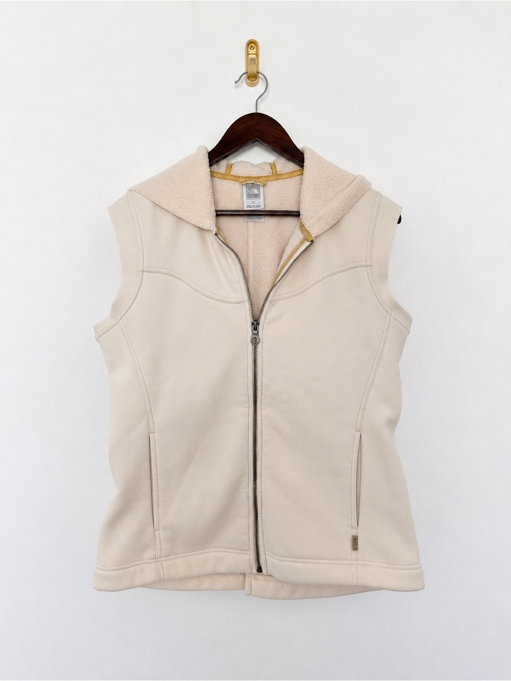 The North Face Vest Womens Large Cream Sherpa Fleece Lined Full Zip